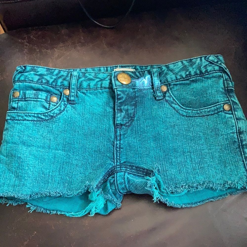 Free People Colored Denim Cutoff Shorts